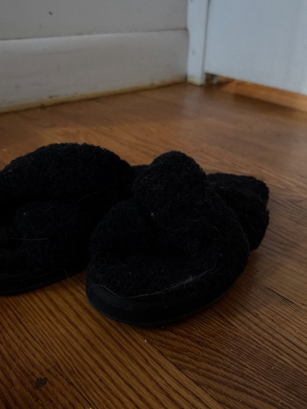 UGG Black Shearling Slide Slippers